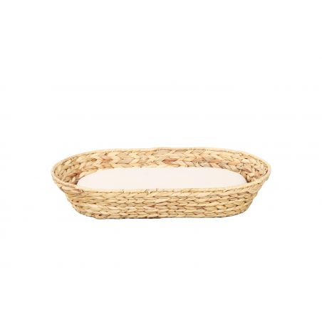Panier ovale HELIOS pour chien et chat en jacinthe d'eau coussin écru