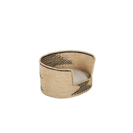 Panier rond APOLLON pour chien et chat en honc de mer coussin écru