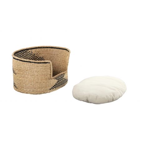 Panier rond APOLLON pour chien et chat en honc de mer coussin écru