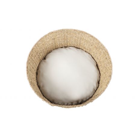 Panier rondATHENA pour chien et chat en jonc de mer coussin écru