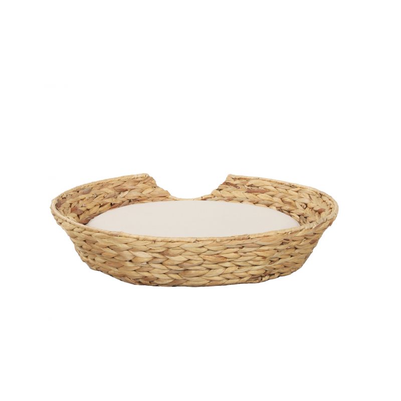 Panier rond HERA pour chien et chat en jacinthe d'eau coussin écru