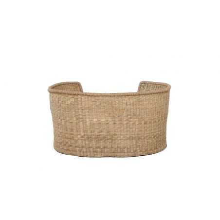 Panier rond ATLAS pour chien et chat en jonc de mer coussin gris