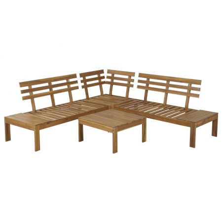 Salon de jardin AUGUSTANAT en bois d’acacia 5 places coussins beige