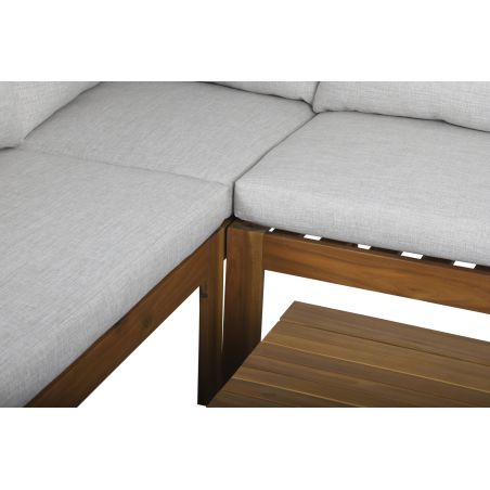 Salon de jardin AUGUSTANAT en bois d’acacia 5 places coussins beige