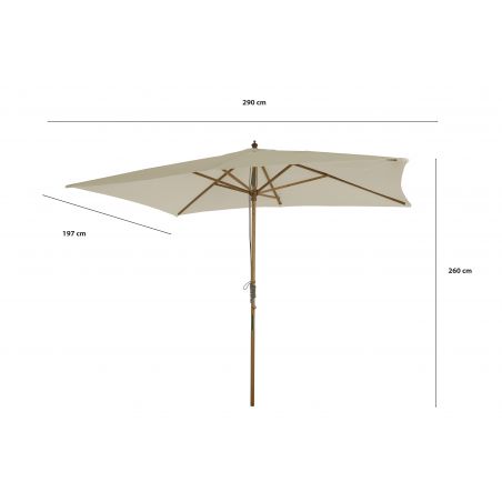 Parasol droit HOANI en bambou et tissu lin clair