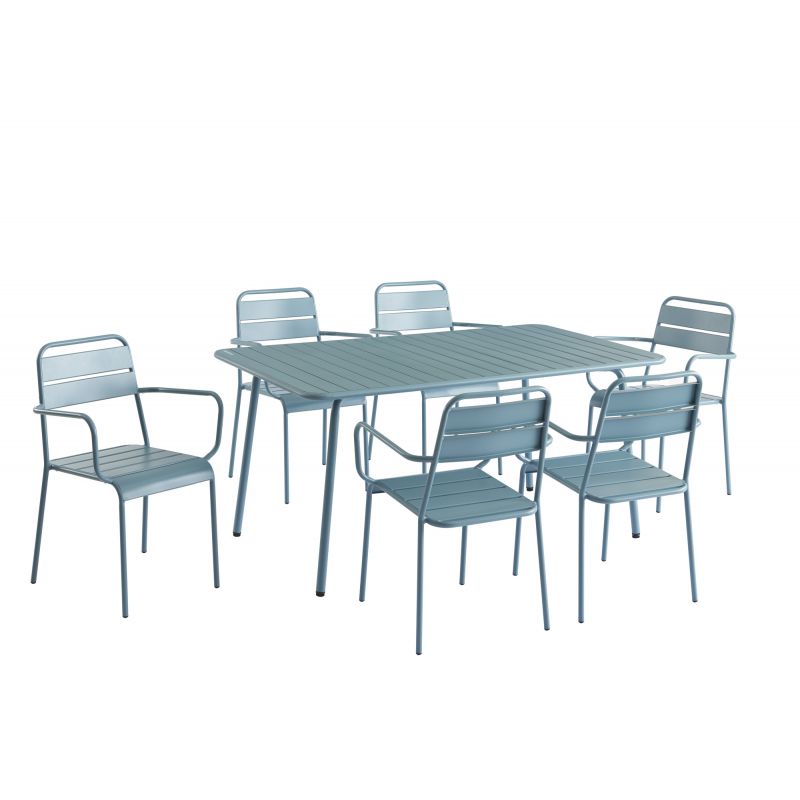 Table de jardin PANTONE en acier bleu givré 160x190 cm