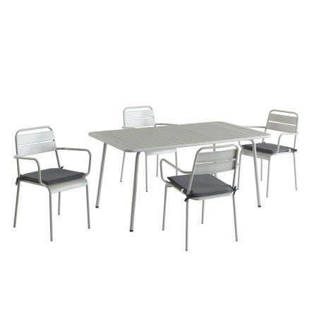Table de jardin PANTONE en acier gris glacier 160x190 cm