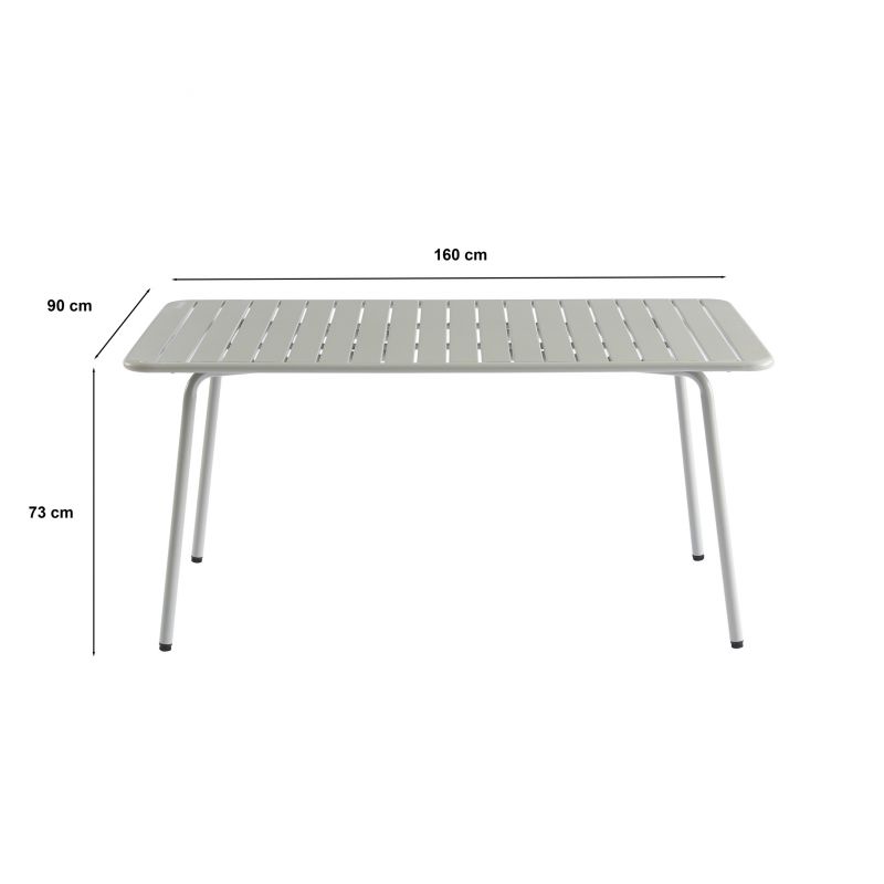 Table de jardin PANTONE en acier gris glacier 160x190 cm