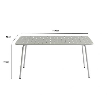 Table de jardin PANTONE en acier gris glacier 160x190 cm
