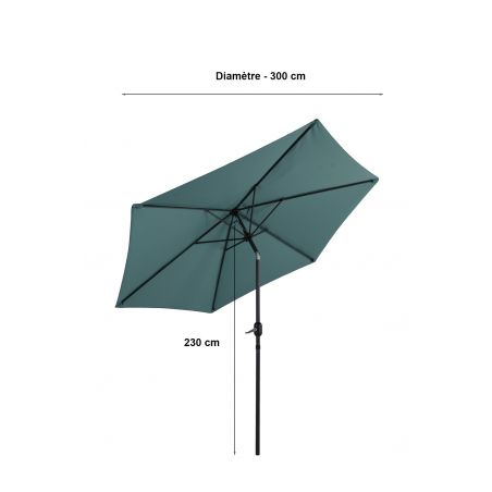 Parasol droit PANTONE en aluminium et acier - toile bleu givré