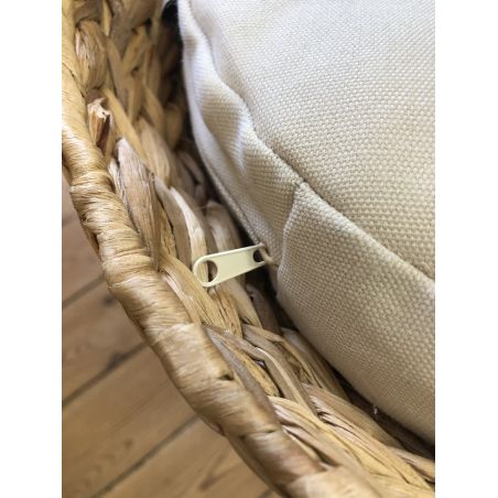 Panier rond CRONOS pour chat en jonc de mer coussins écru