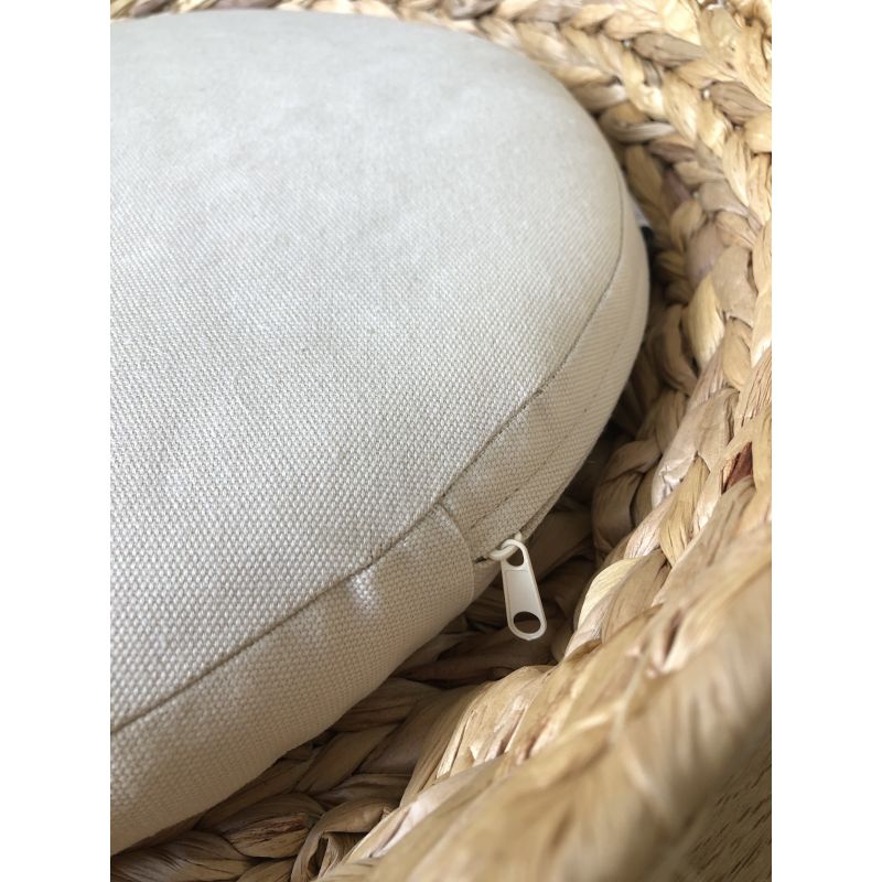 Panier rond HERA pour chien et chat en jacinthe d'eau coussin écru