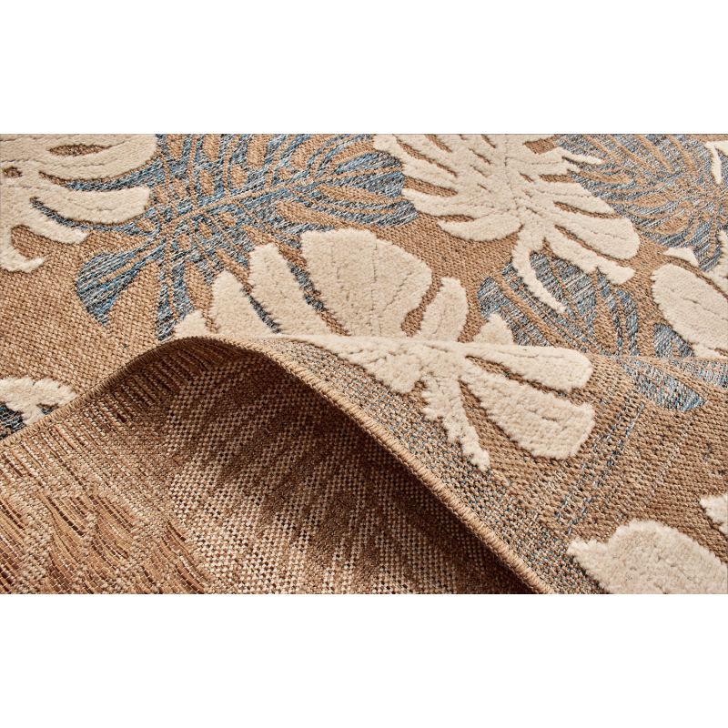 Tapis MOOREA bleu et blanc aspect jute 120x170cm