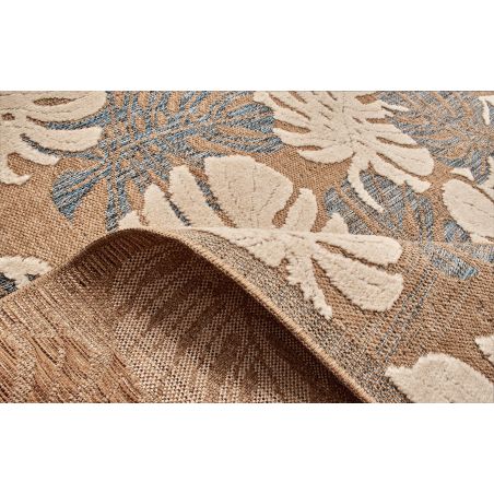 Tapis MOOREA bleu et blanc aspect jute 120x170cm