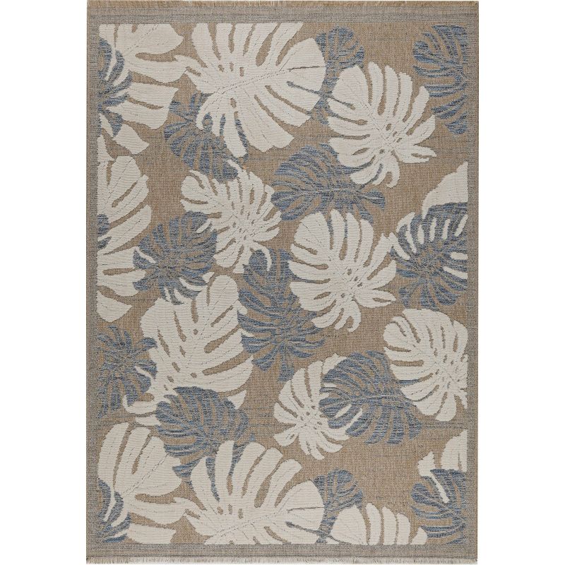 Tapis MOOREA bleu et blanc aspect jute 120x170cm