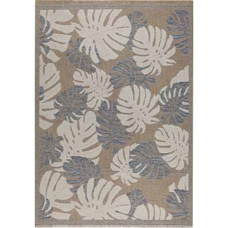 Tapis MOOREA bleu et blanc aspect jute 120x170cm