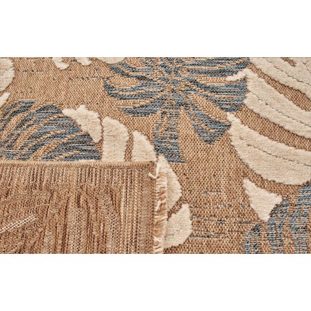 Tapis MOOREA bleu et blanc aspect jute 120x170cm
