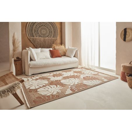 Tapis MOOREA terracotta et blanc aspect jute 160x230cm