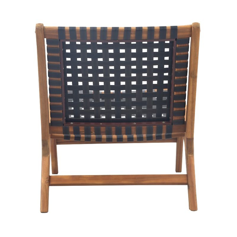 Fauteuil de jardin HAZEL en bois d'acacia et résine tressée noire