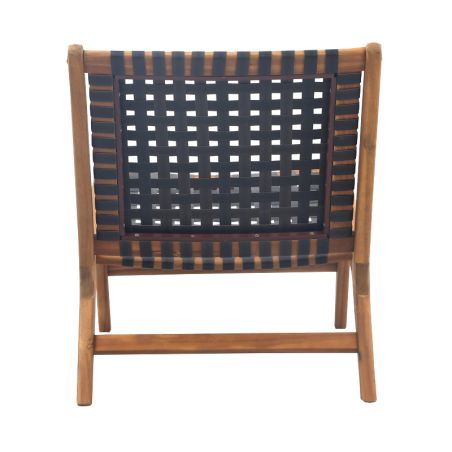 Fauteuil de jardin HAZEL en bois d'acacia et résine tressée noire