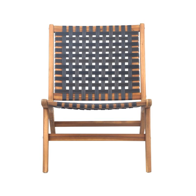Fauteuil de jardin HAZEL en bois d'acacia et résine tressée noire
