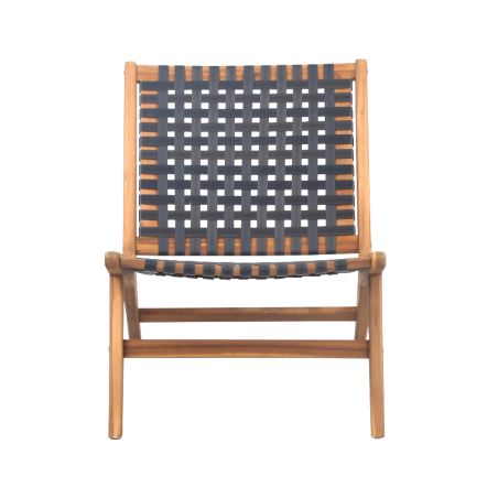 Fauteuil de jardin HAZEL en bois d'acacia et résine tressée noire
