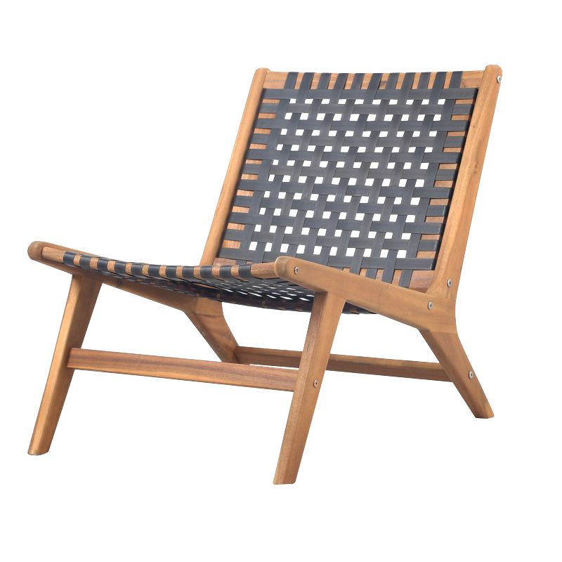 Fauteuil de jardin HAZEL en bois d'acacia et résine tressée noire