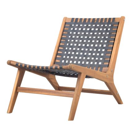 Fauteuil de jardin HAZEL en bois d'acacia et résine tressée noire