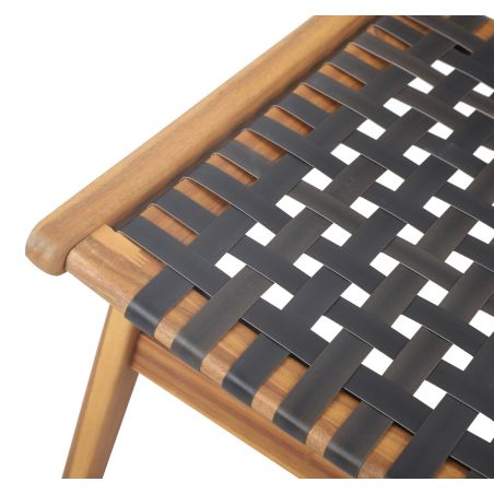 Fauteuil de jardin HAZEL en bois d'acacia et résine tressée noire