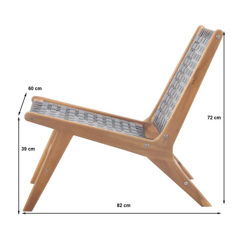Fauteuil de jardin HAZEL en bois d'acacia et résine tressée noire