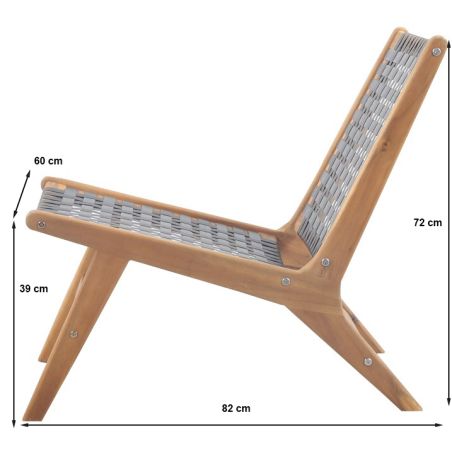 Fauteuil de jardin HAZEL en bois d'acacia et résine tressée noire