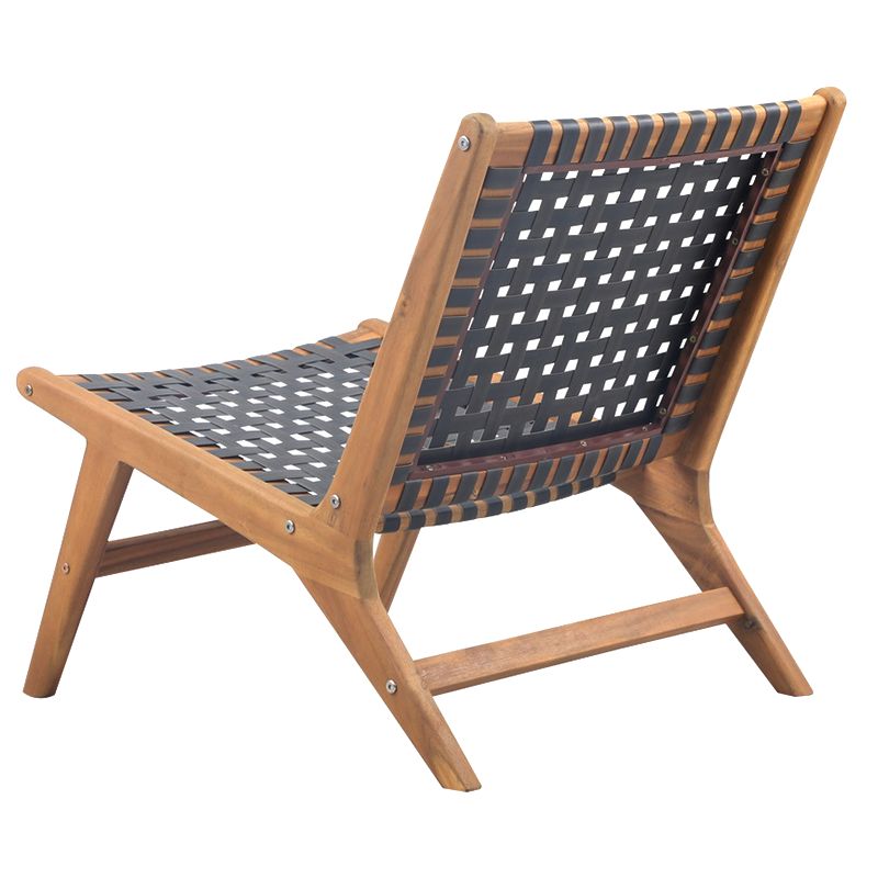 Fauteuil de jardin HAZEL en bois d'acacia et résine tressée noire