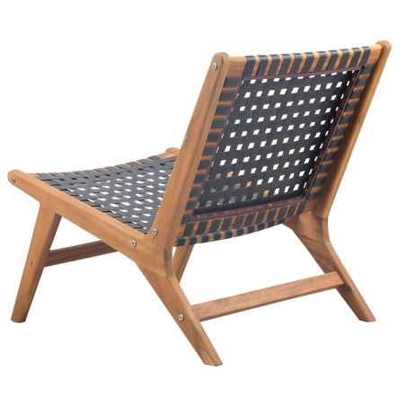 Fauteuil de jardin HAZEL en bois d'acacia et résine tressée noire