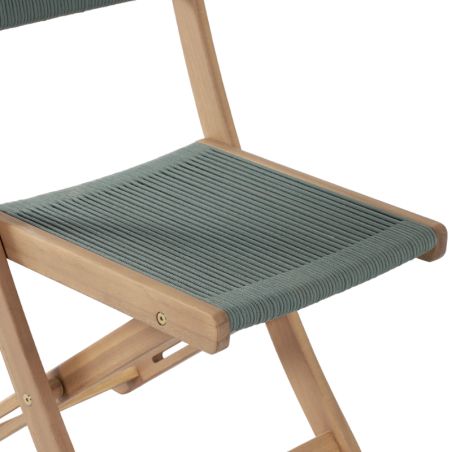 Ensemble repas AMILA 2 places en bois d'acacia et corde verte