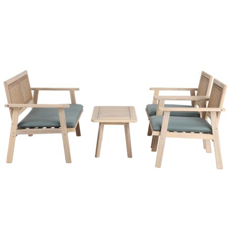 Salon de jardin MATA en bois d'acacia 4 places vert anglais