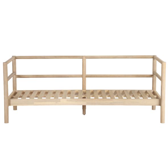 Canapé de jardin SAMOA 3 places en bois d'acacia blanchi avec coussins beige