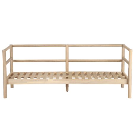Canapé de jardin SAMOA 3 places en bois d'acacia blanchi avec coussins beige