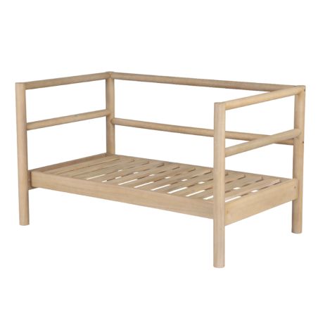 Canapé de jardin SAMOA 2 places en bois d'acacia blanchi et coussins beige