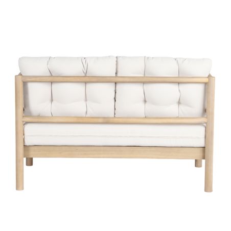 Canapé de jardin SAMOA 2 places en bois d'acacia blanchi et coussins beige