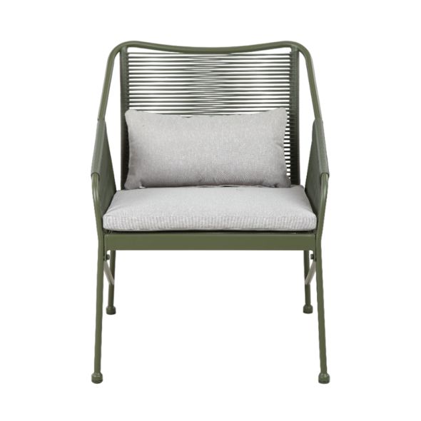 Salon de jardin ANA 4 places en acier KAKI coussins beige sable