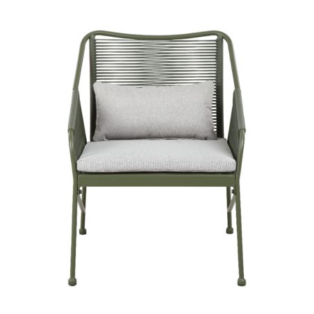 Salon de jardin ANA 4 places en acier KAKI coussins beige sable
