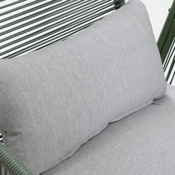 Salon de jardin ANA 4 places en acier KAKI coussins beige sable