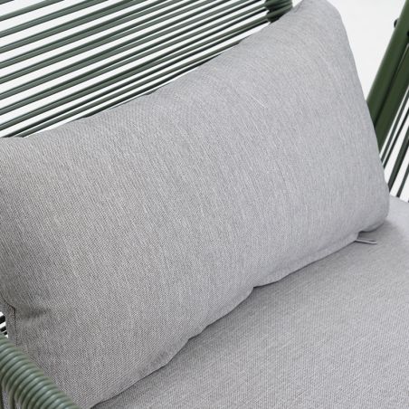 Salon de jardin ANA 4 places en acier KAKI coussins beige sable