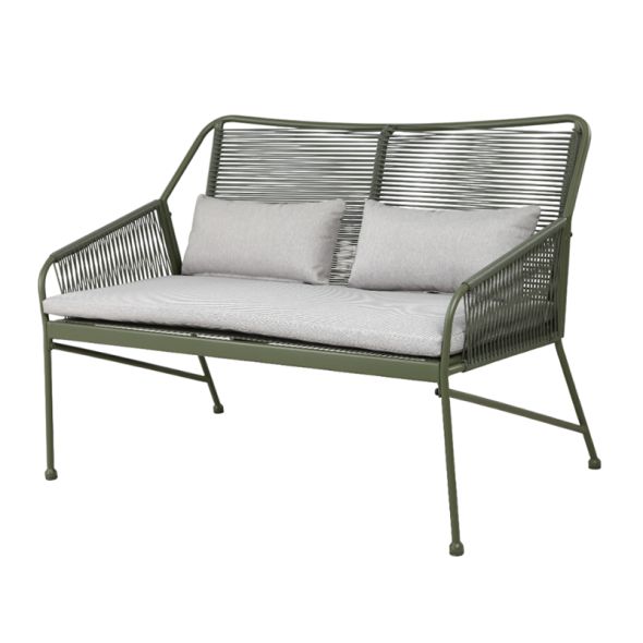 Salon de jardin ANA 4 places en acier KAKI coussins beige sable