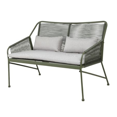 Salon de jardin ANA 4 places en acier KAKI coussins beige sable