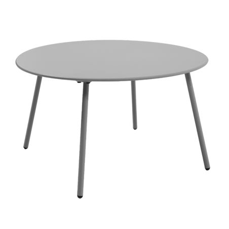 Salon de jardin PANTONE 4 places en acier gris et coussins girs clair