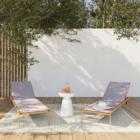 Lot de 2 bains de soleil PANTONE en acier et textilene corail