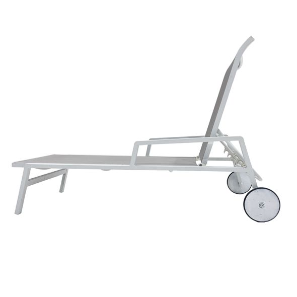 Bain de soleil DINA en aluminium blanc et textilène gris