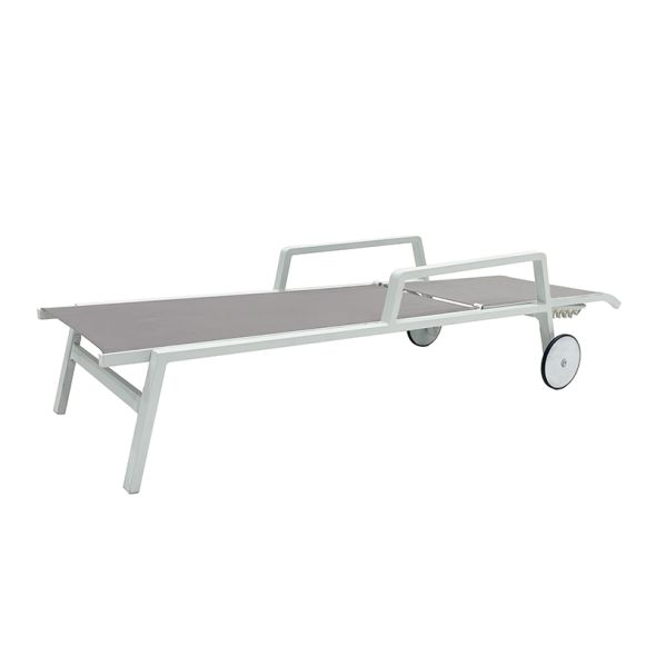 Bain de soleil DINA en aluminium blanc et textilène gris