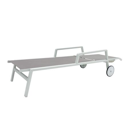 Bain de soleil DINA en aluminium blanc et textilène gris